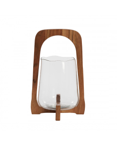 Clear Glass Wood Hurricane (35 cm)