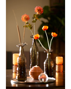 Bublini Orange Glass Tealight On Base (20.5 cm)