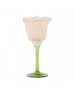 Flowaly Green Peach Tealight On Base (19 cm)