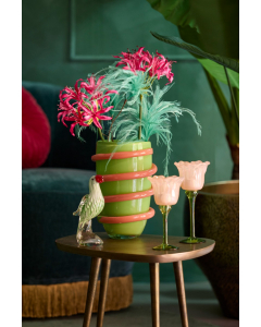 Flowaly Green Peach Tealight On Base (19 cm)