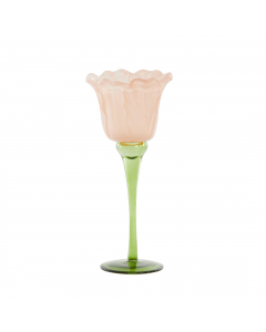 Flowaly Green Peach Tealight On Base (22.5 cm)