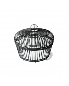 Medium Open-Weave Bamboo Pendant – Black  (54cm)