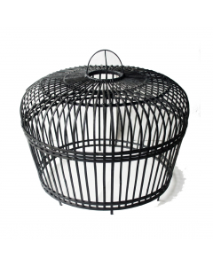 Large Open-Weave Bamboo Pendant – Midnight Black (96x72cm)