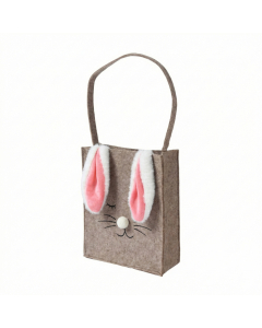 Large Easter Bunny Felt Gift Basket with Plush Pompom