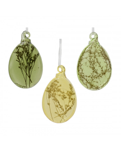 Glass Egg Hook Dry Flower 3 Colours (10 cm) - Each At