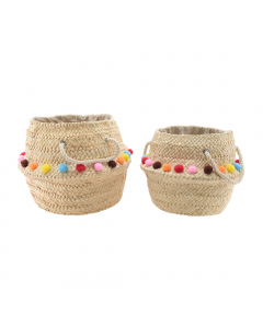 Natural Basket With Pom (30 cm)