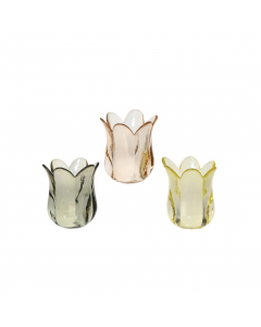 Transparent Glass Flower Tealight Holder (8 cm)