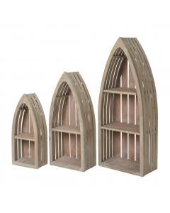 Fir Wood Cabinet Boat Set of 3