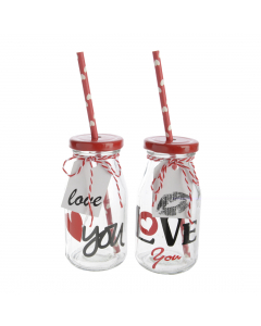 Gl bottle red h12.5cm each at