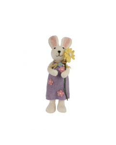 Wool Bunny With Dress And Flower (25.5 cm)