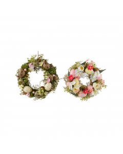 Rattan Egg And Flower Wreath (22 cm)