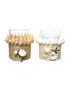 Shells Glass Tealight 2 Colors (8 cm) - Each At