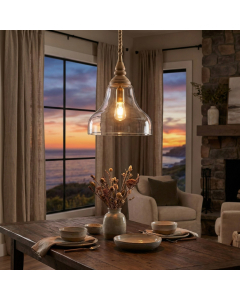 Clear Glass Natural Pendant Light (Wide)