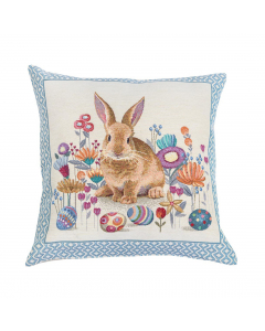 Brown Bunny Floral Cushion Cover (45cm)
